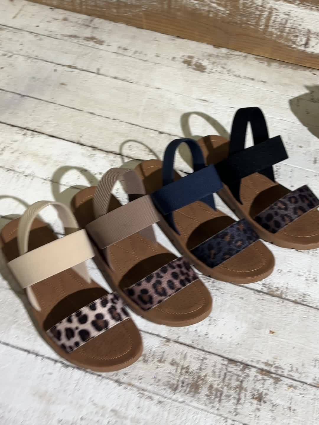 Leopard Strap Comfort Sandals