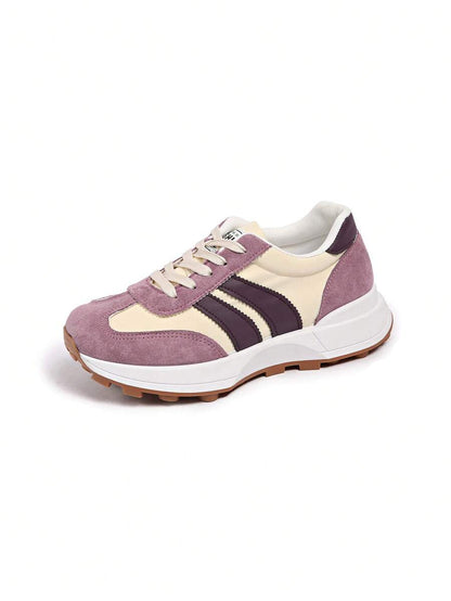 Retro gestreepte sneakers voor dames met dikke zool