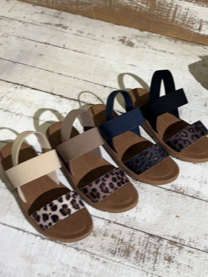Leopardriemen-Komfortsandalen