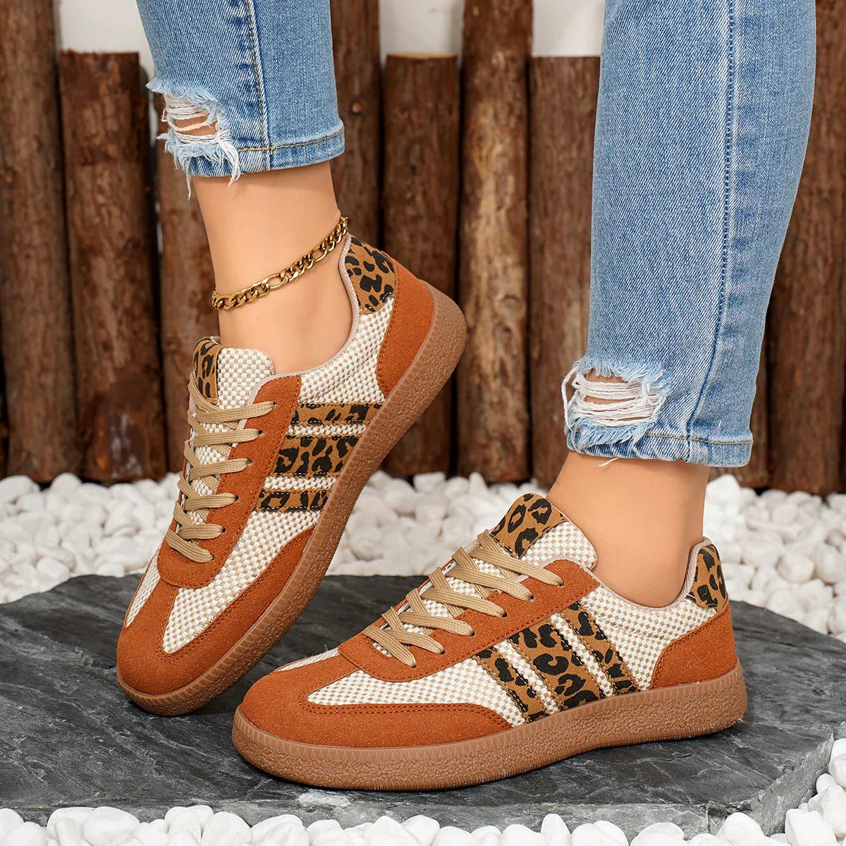 Samba Retro Brown/Beige Leopard Sneakers